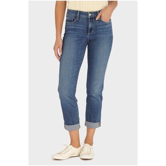 NYDJ Sylvia Relaxed Boyfriend Jeans Cuffed Cropped Stretch Denim - Picture 1 of 9